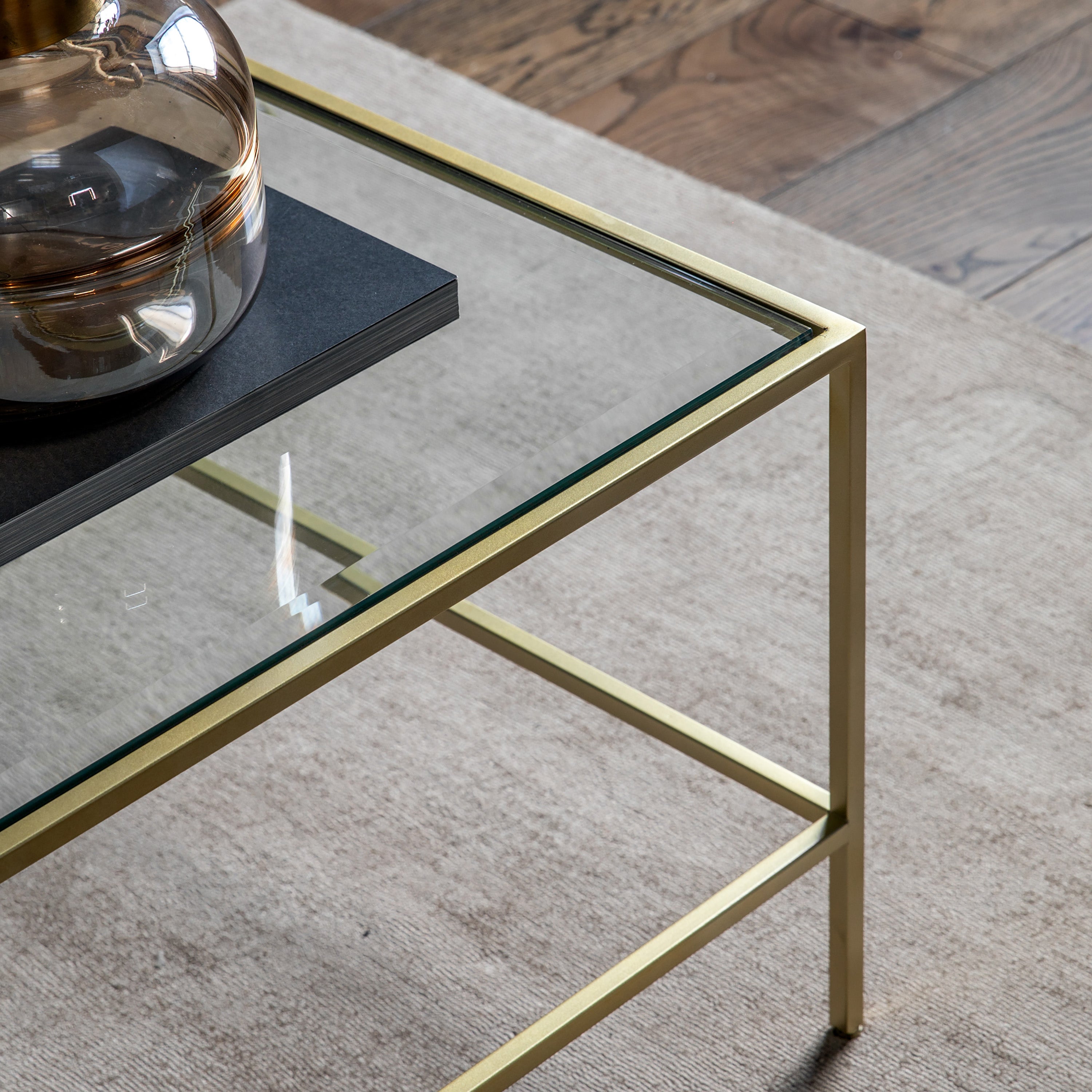 Sandra Champagne Gold & Glass Coffee Table